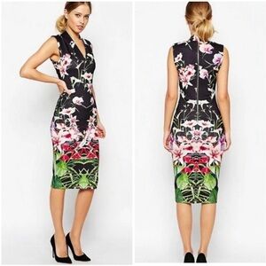 TED BAKER Jalita Mirrored Tropics Floral Sheath Dress